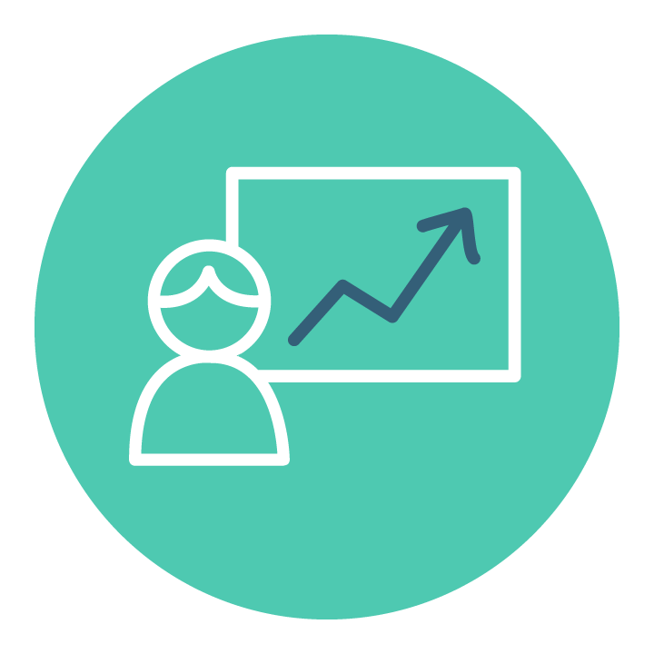 icon of person standing next to growth chart